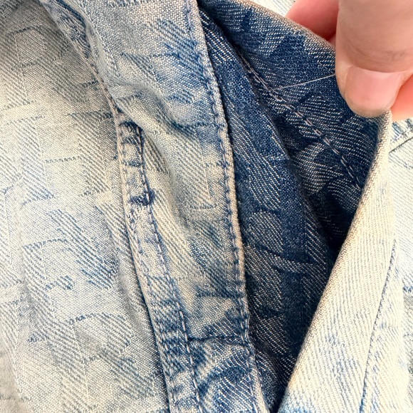 Free People NWT We the Free Jacquard Letters denim Jacket Loose Baggy Fit Medium - Picture 15 of 15